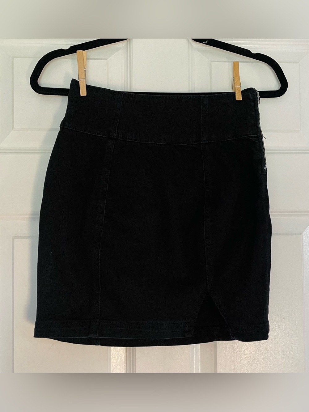 Black Denim Mini Skirt
